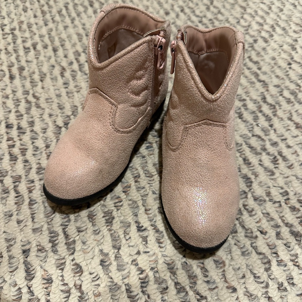 Cat & Jack Pink Glitter Ankle Cowboy Boots 9T